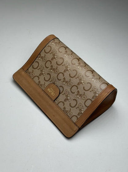 Vintage Celine Paris Triomphe clutch beige brown