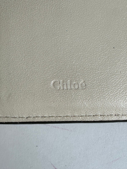 Vintage Chloé Alphabet Grained Leather Compact Wallet Nude