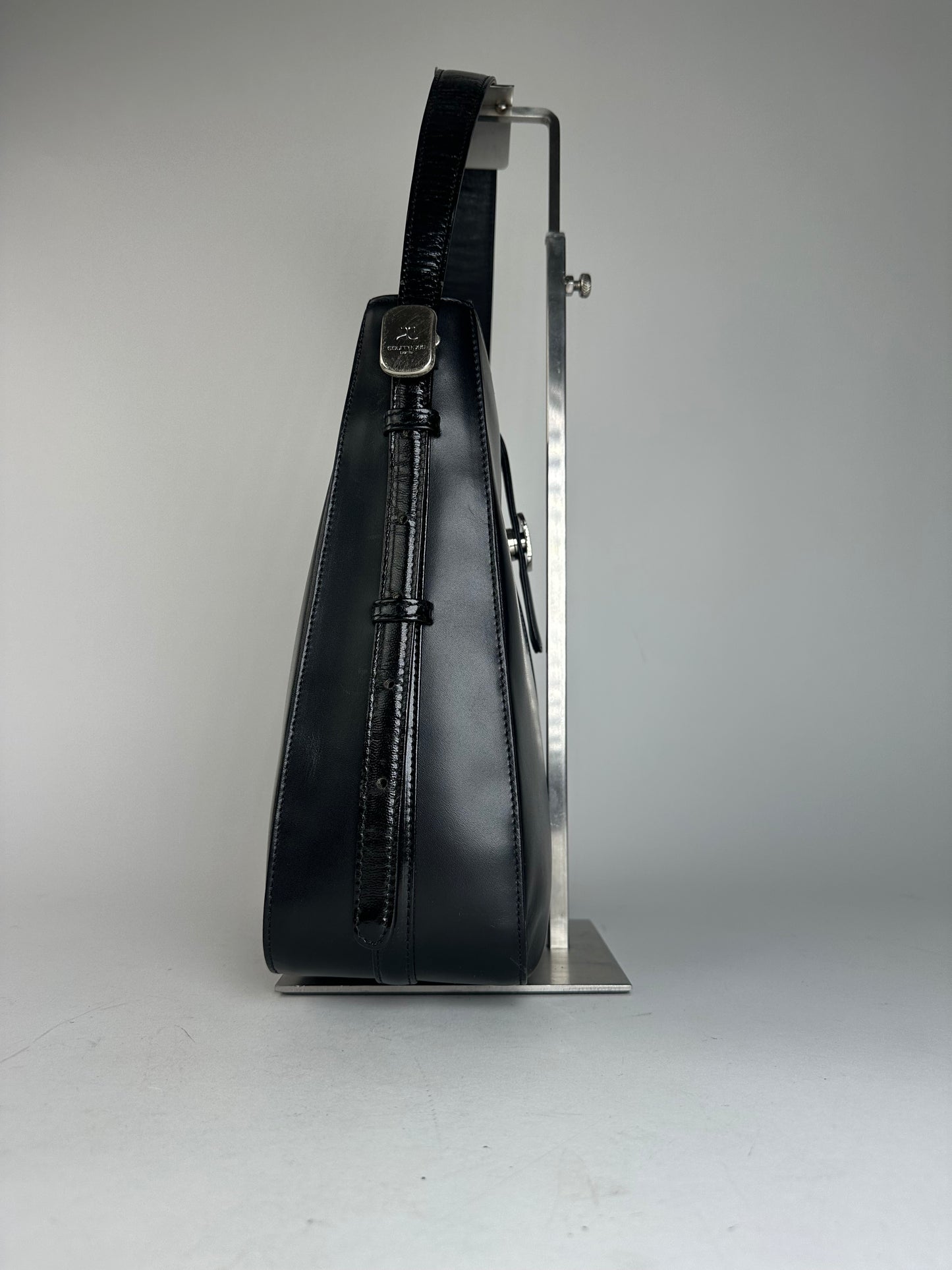 Vintage Courreges Leather Handbag Black