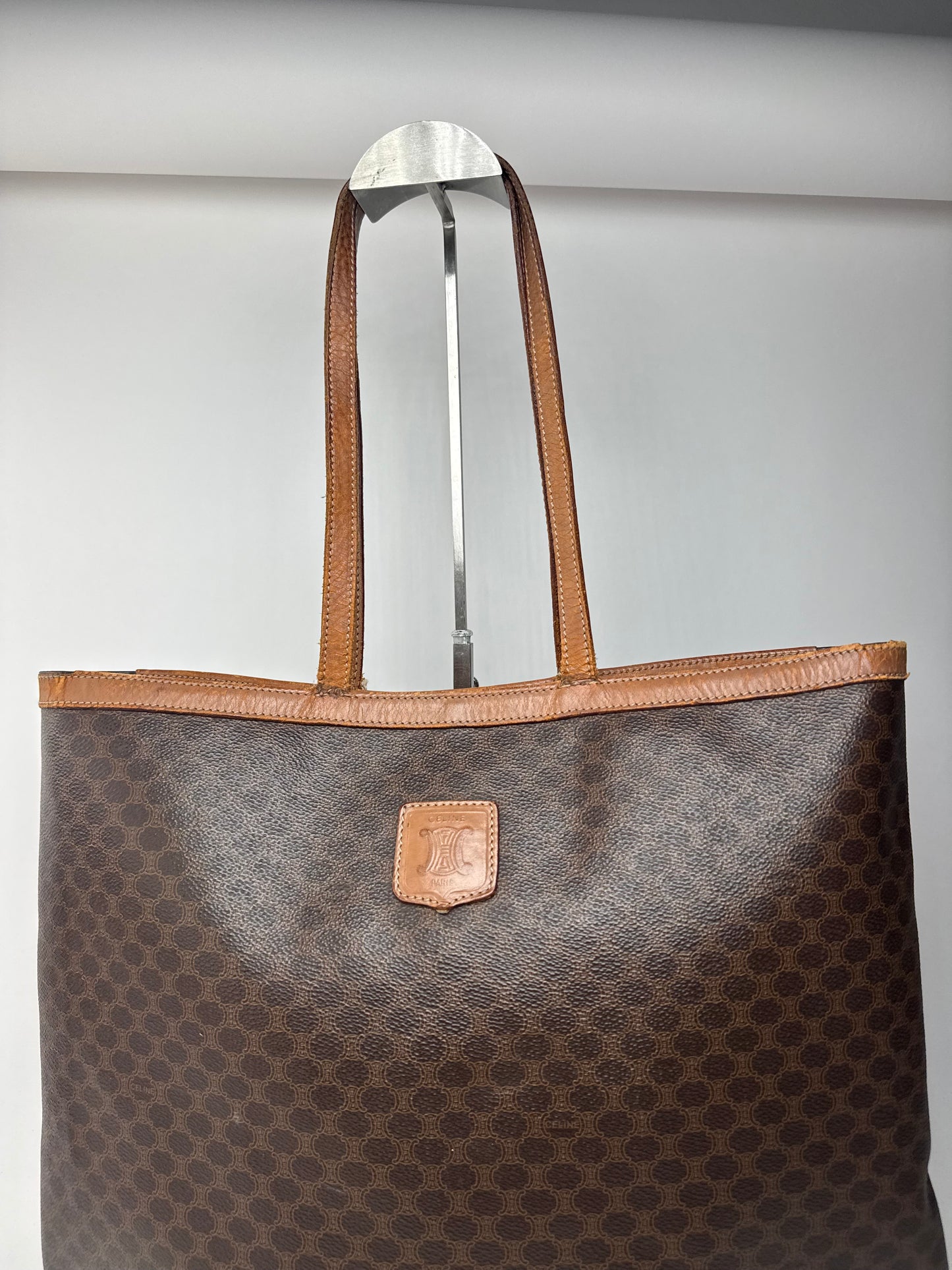 Vintage Celine Paris Leather monogram Big bag brown