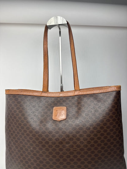 Vintage Celine Paris Leather monogram Big bag brown