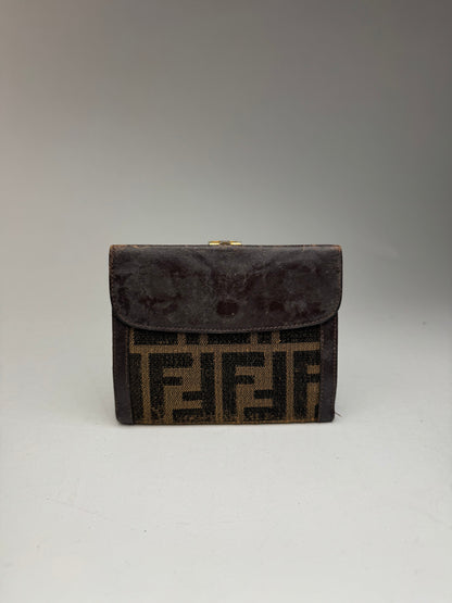 Vintage Fendi FF monogram wallet brown