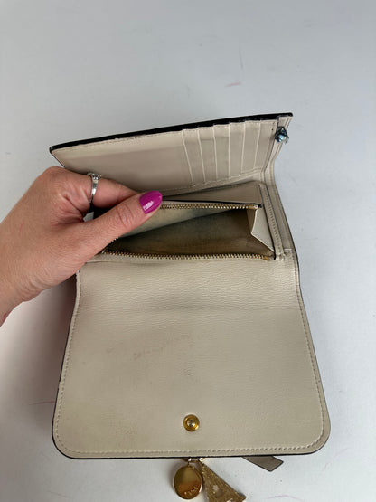 Vintage Chloé Alphabet Grained Leather Compact Wallet Nude