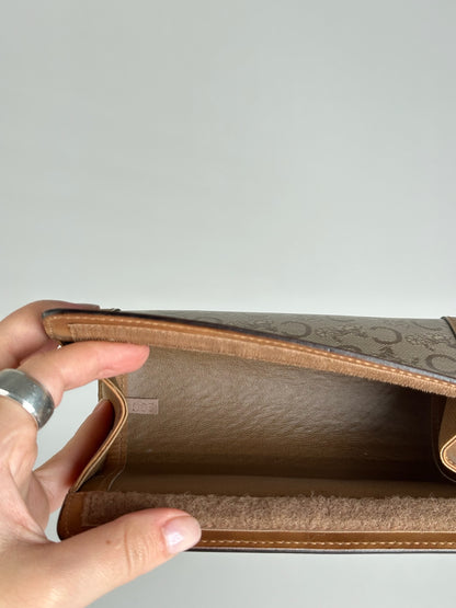 Vintage Celine Paris Triomphe clutch beige brown