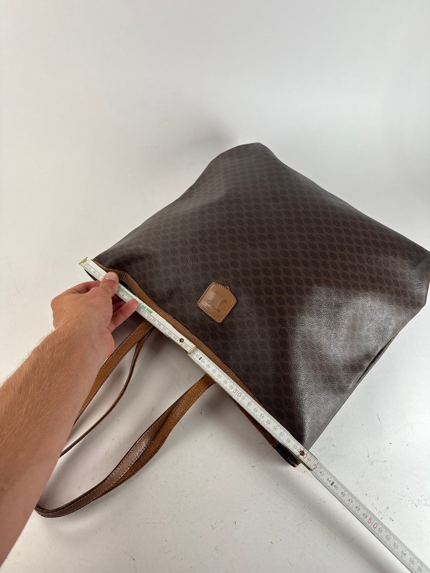 Vintage Celine Paris Leather monogram Big bag brown