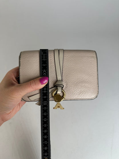 Vintage Chloé Alphabet Grained Leather Compact Wallet Nude