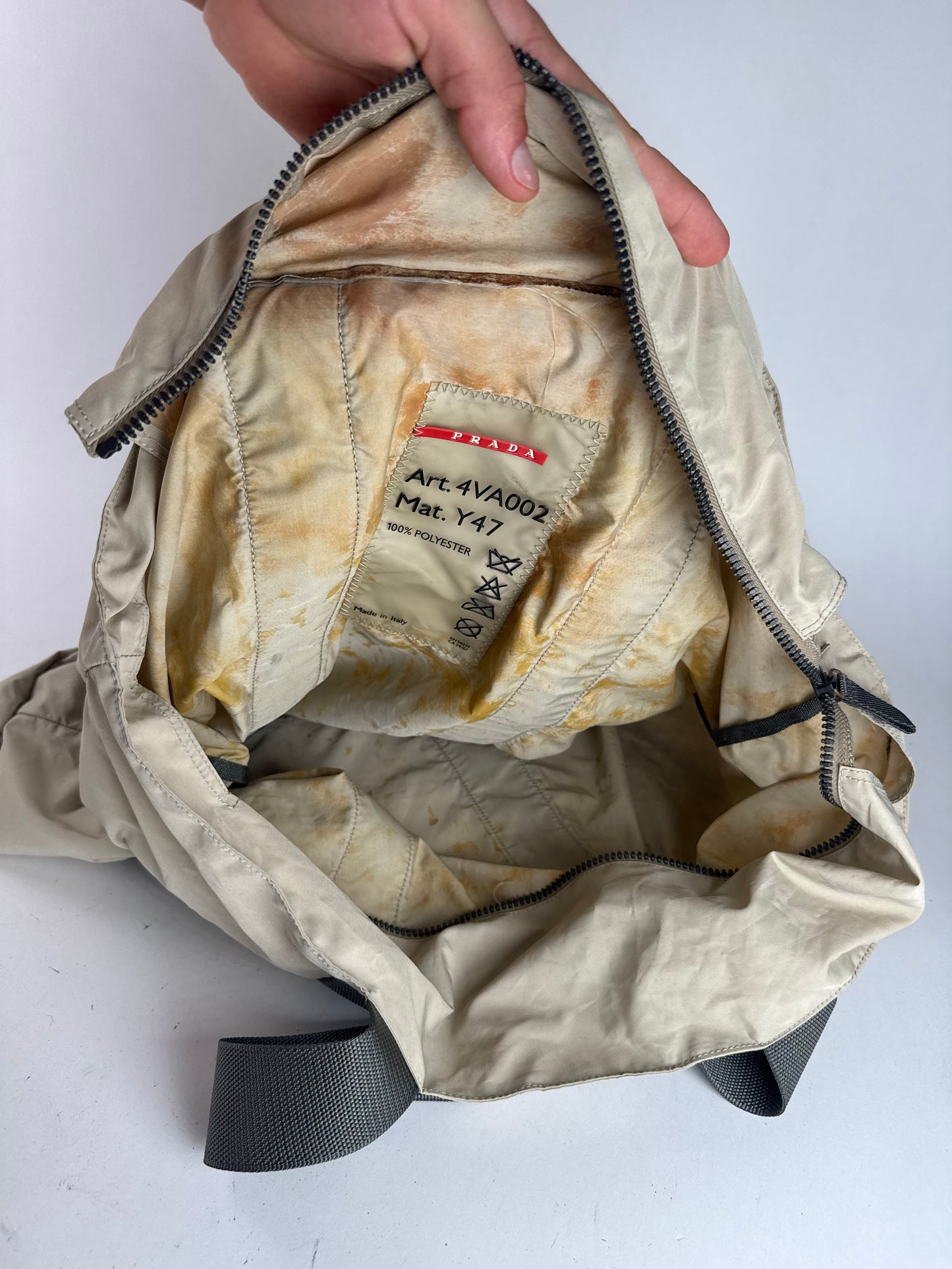 Sac de voyage Prada Sport vintage en polyester beige gris