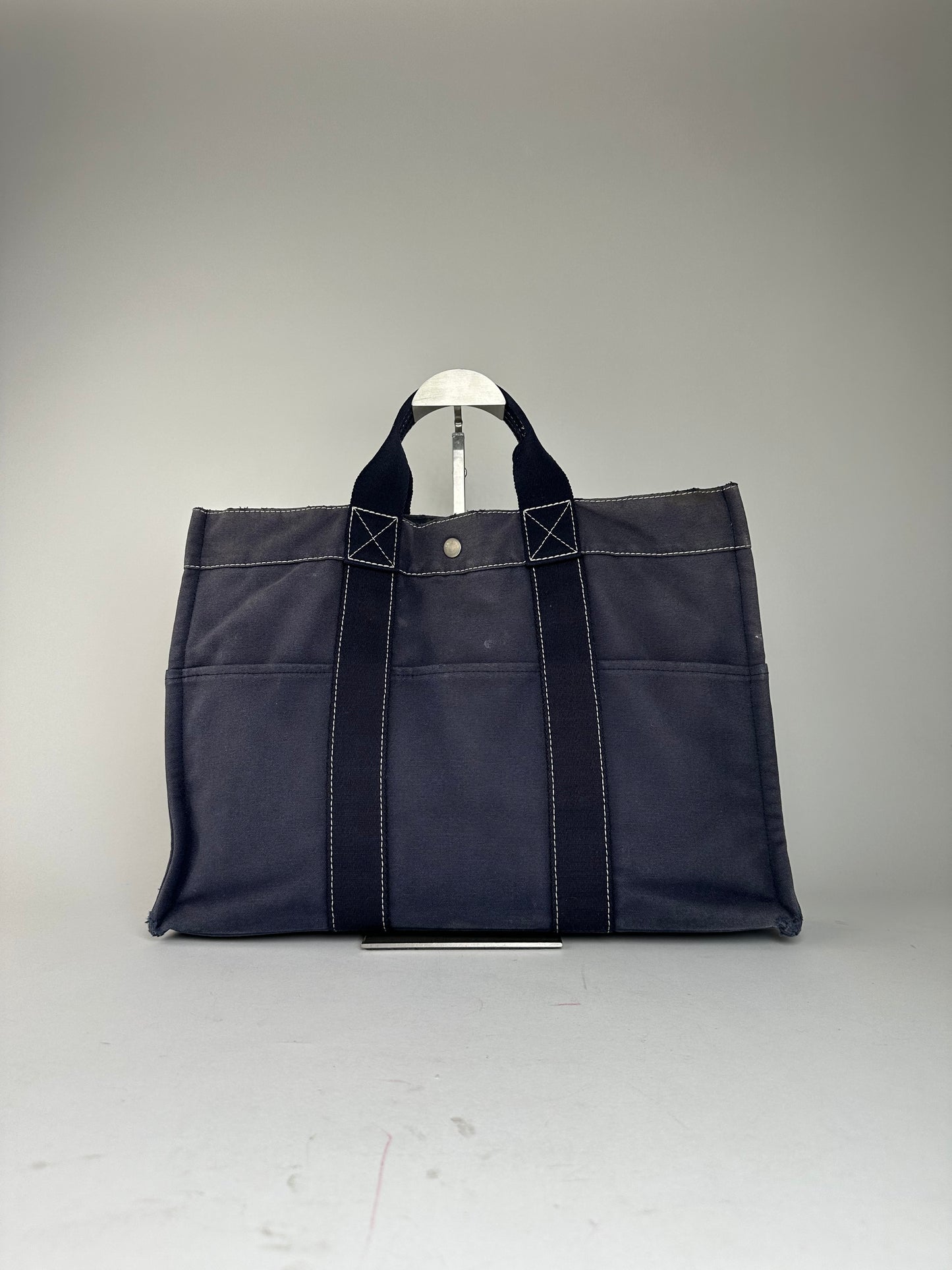 Vintage Hermès Fourre Tout MM Canvas Tote Bag Navy