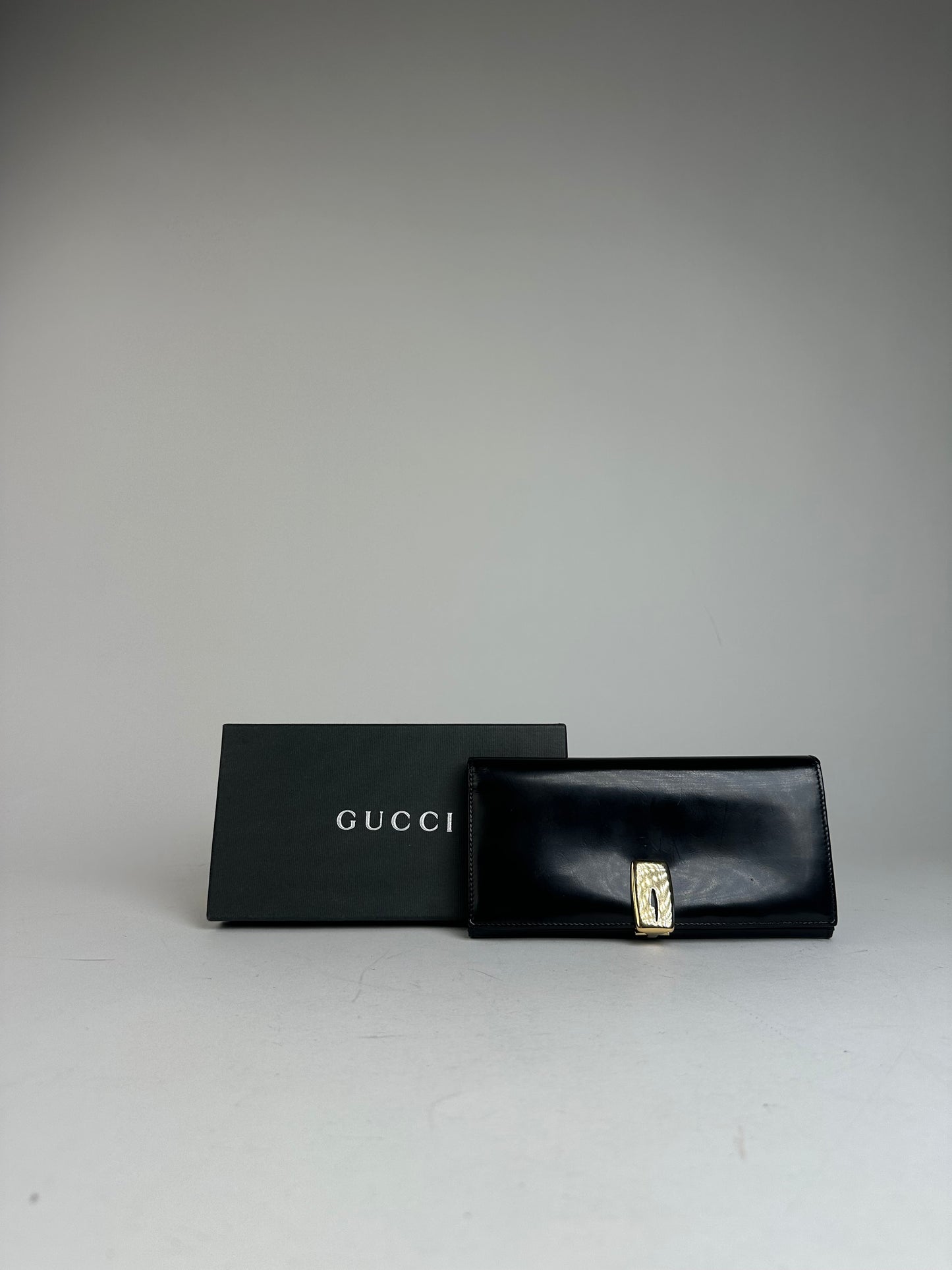 Vintage Gucci Patent Leather Wallet Dark Brown