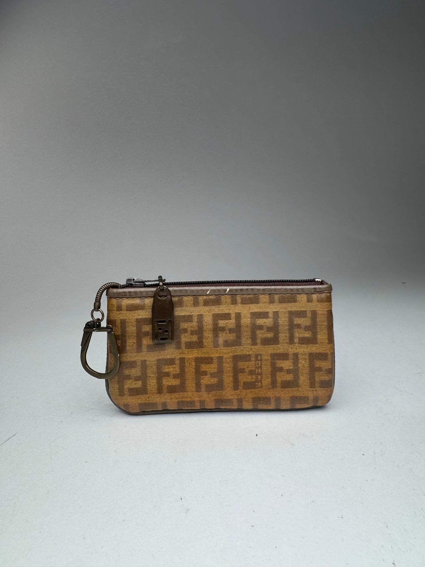 Vintage Fendi Monogram Leather card holder brown