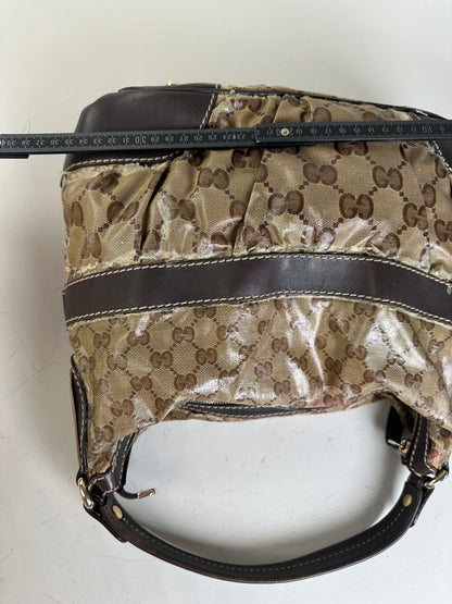 Vintage Gucci GG Monogram Canvas Shoulder Bag Beige Brown