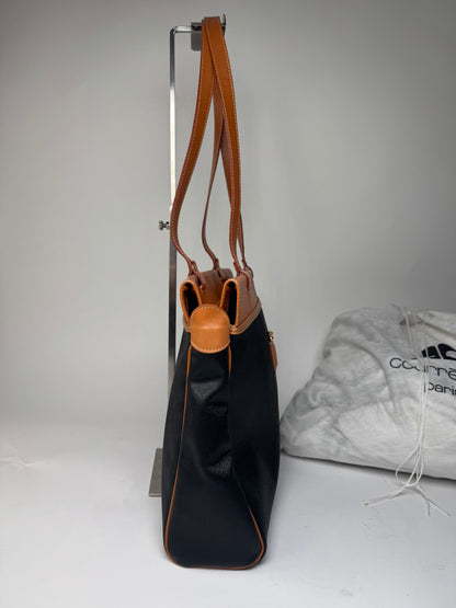 Vintage Courreges Leather Handbag Black Brown