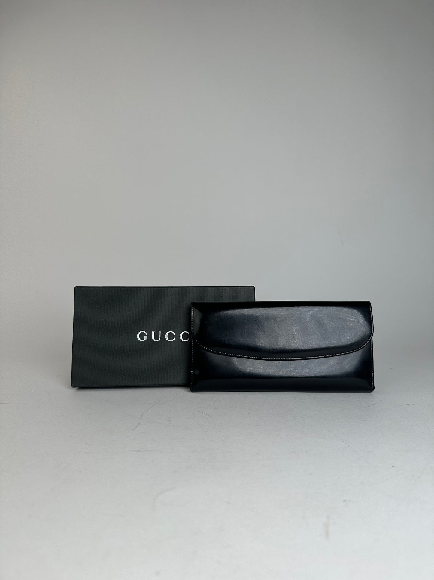 Vintage Gucci Patent Leather Wallet Dark Brown