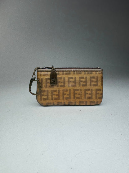 Vintage Fendi Monogram Leather card holder brown