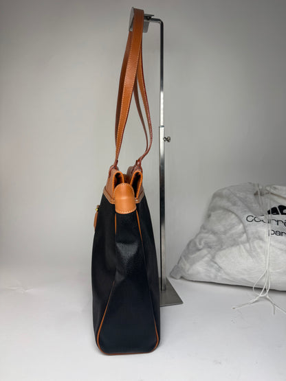 Vintage Courreges Leather Handbag Black Brown