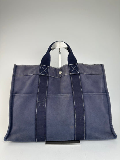 Vintage Hermès Fourre Tout MM Canvas Tote Bag Navy