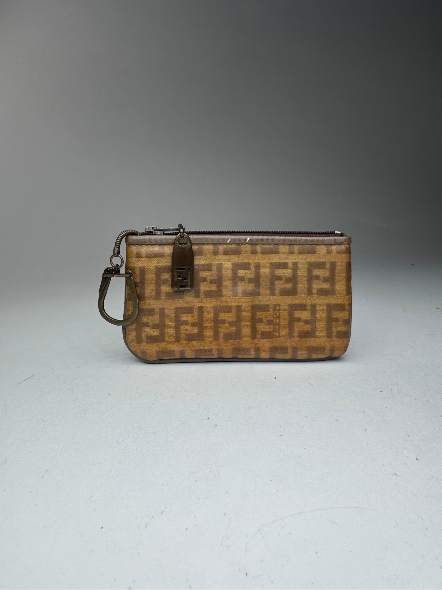 Vintage Fendi Monogram Leather card holder brown