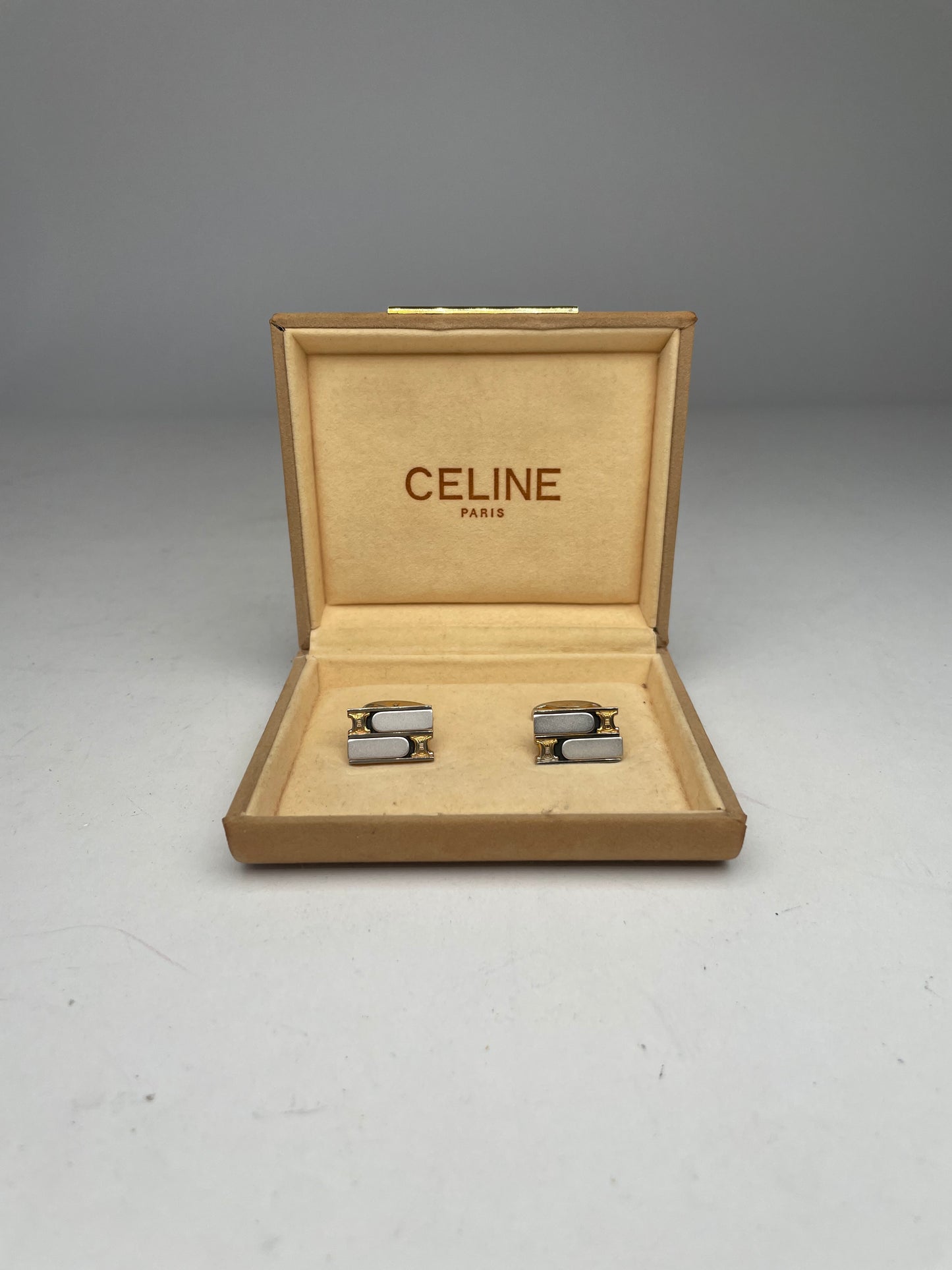 Vintage Celine Paris cufflinks Golden steel