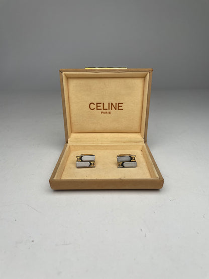Vintage Celine Paris cufflinks Golden steel
