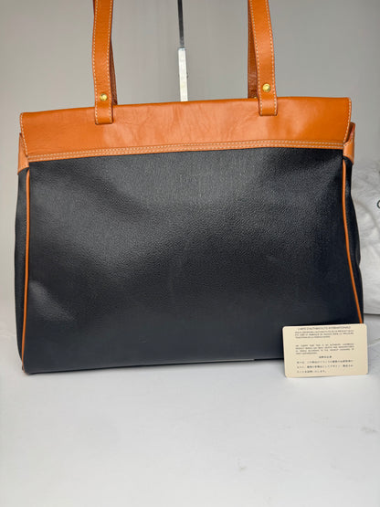 Vintage Courreges Leather Handbag Black Brown