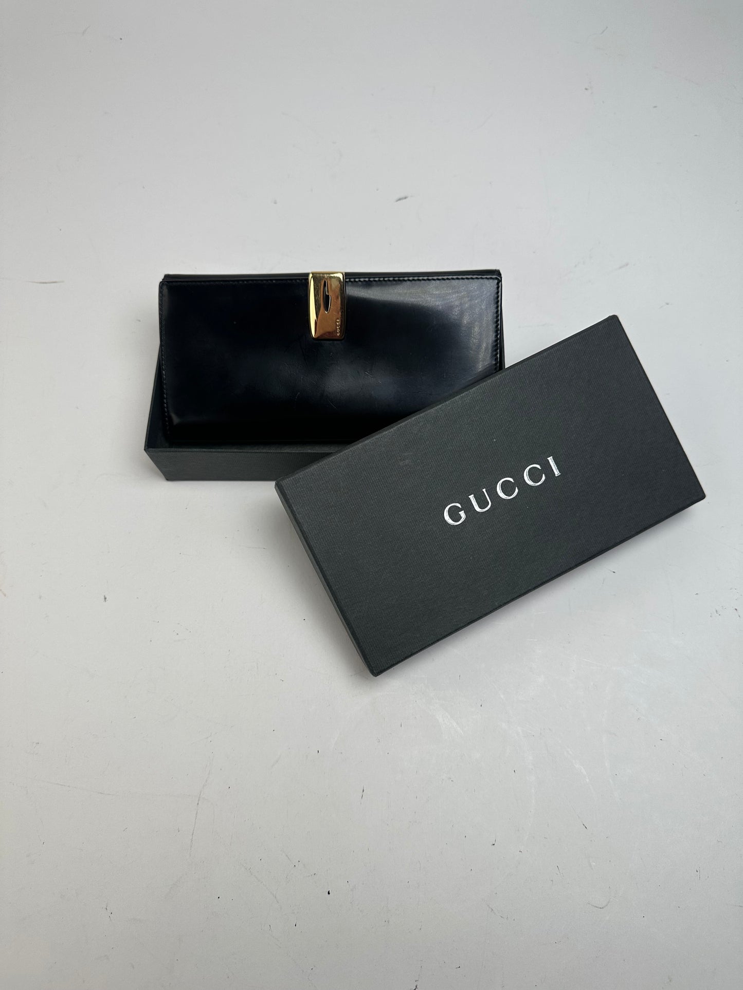 Vintage Gucci Patent Leather Wallet Dark Brown