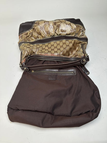 Vintage Gucci GG Monogram Canvas Shoulder Bag Beige Brown