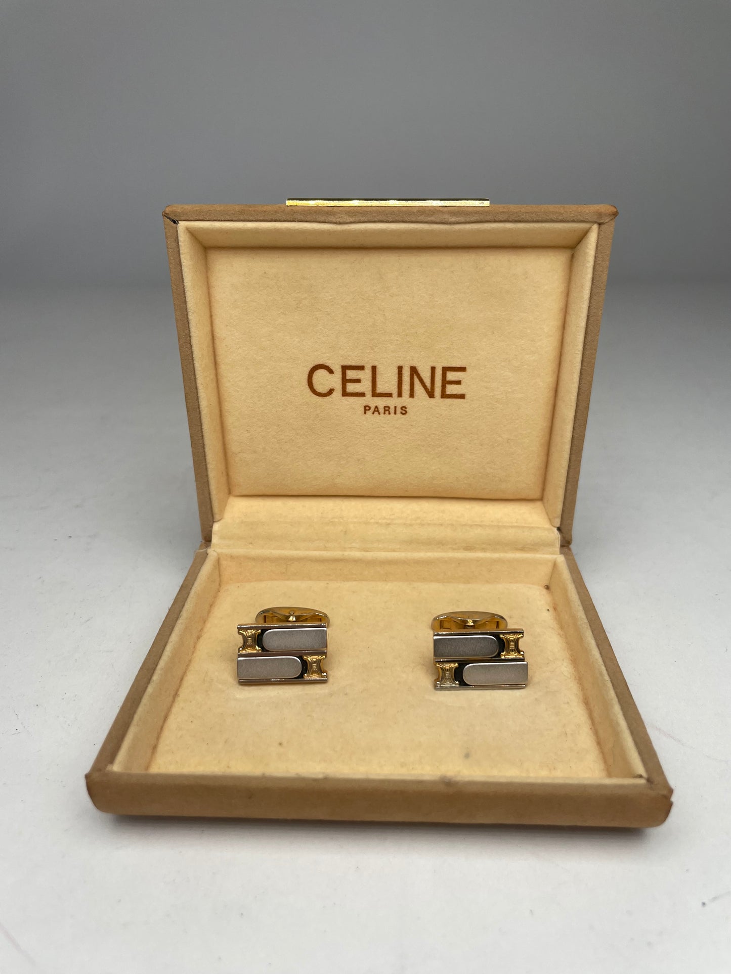 Vintage Celine Paris cufflinks Golden steel