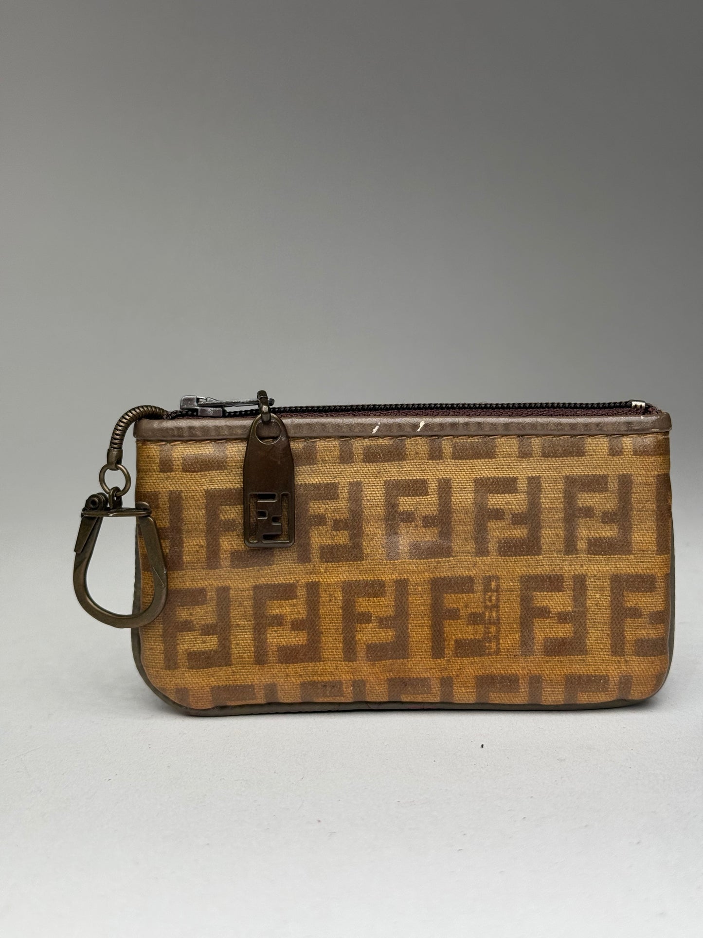 Vintage Fendi Monogram Leather card holder brown