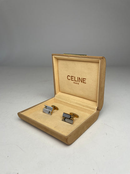 Vintage Celine Paris cufflinks Golden steel