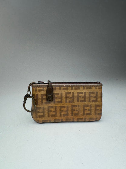 Vintage Fendi Monogram Leather card holder brown