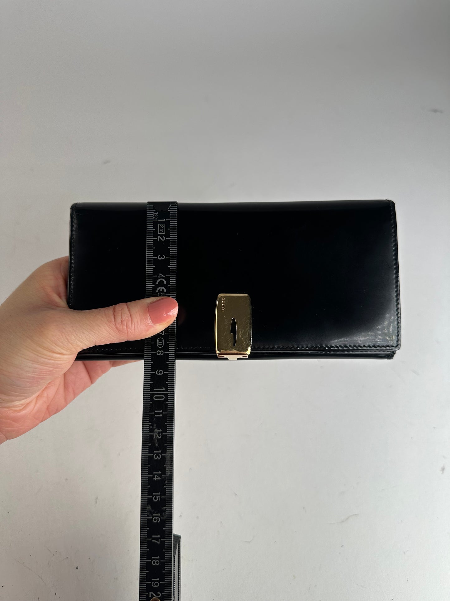 Vintage Gucci Patent Leather Wallet Dark Brown