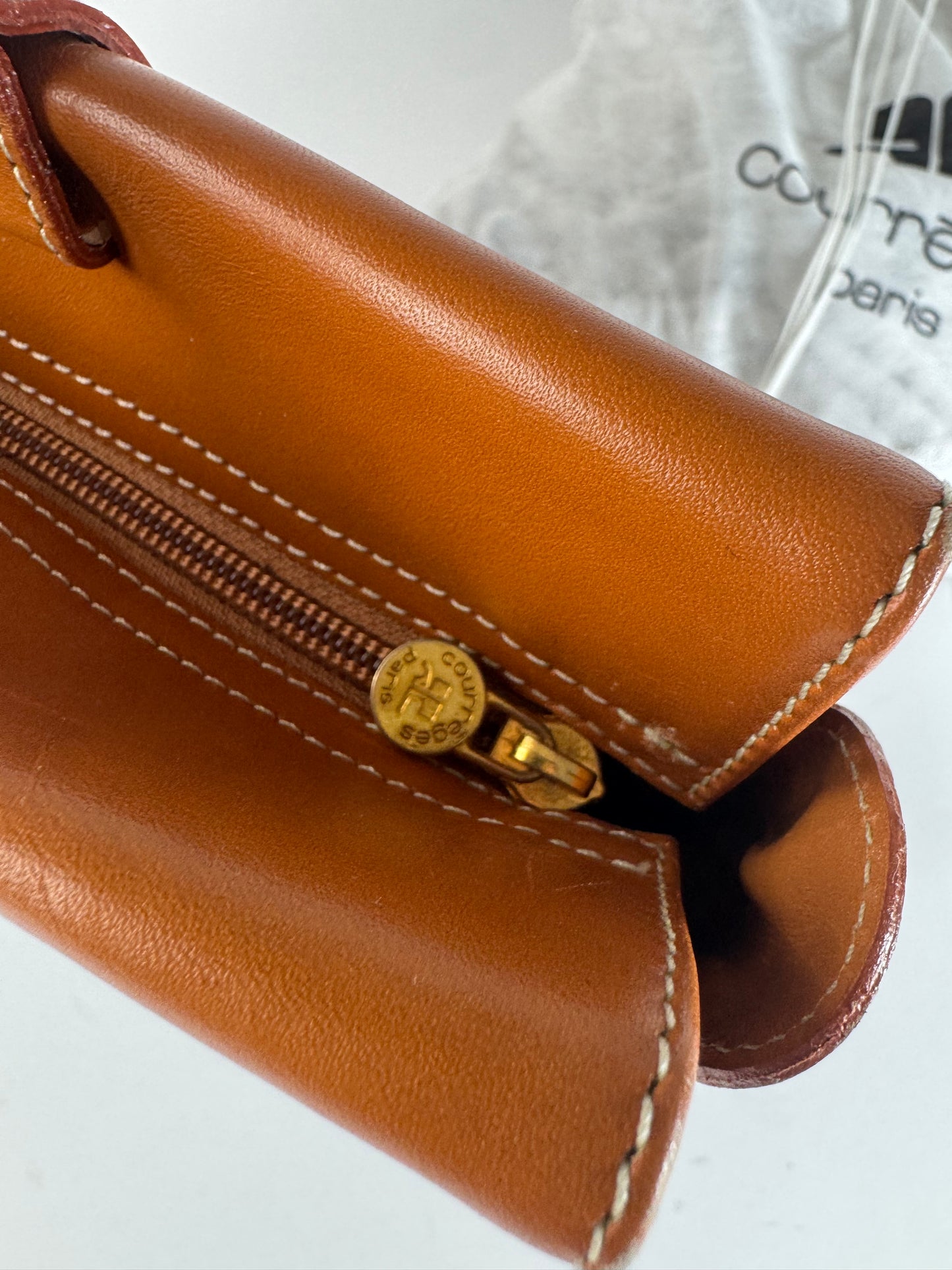 Vintage Courreges Leather Handbag Black Brown