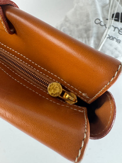 Vintage Courreges Leather Handbag Black Brown