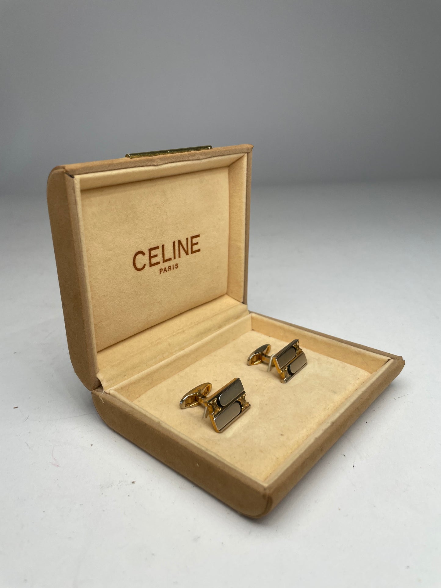 Vintage Celine Paris cufflinks Golden steel