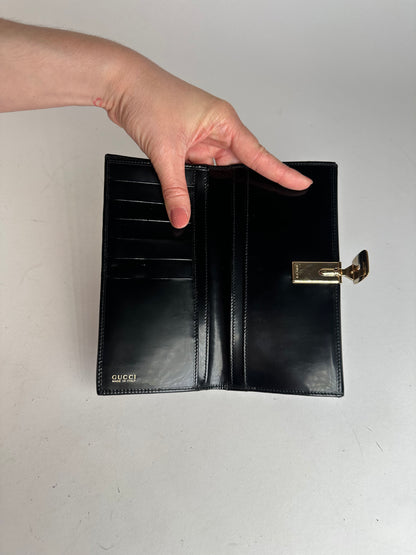 Vintage Gucci Patent Leather Wallet Dark Brown