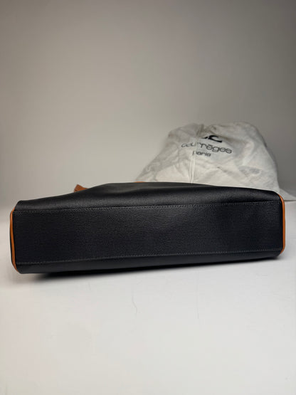 Vintage Courreges Leather Handbag Black Brown