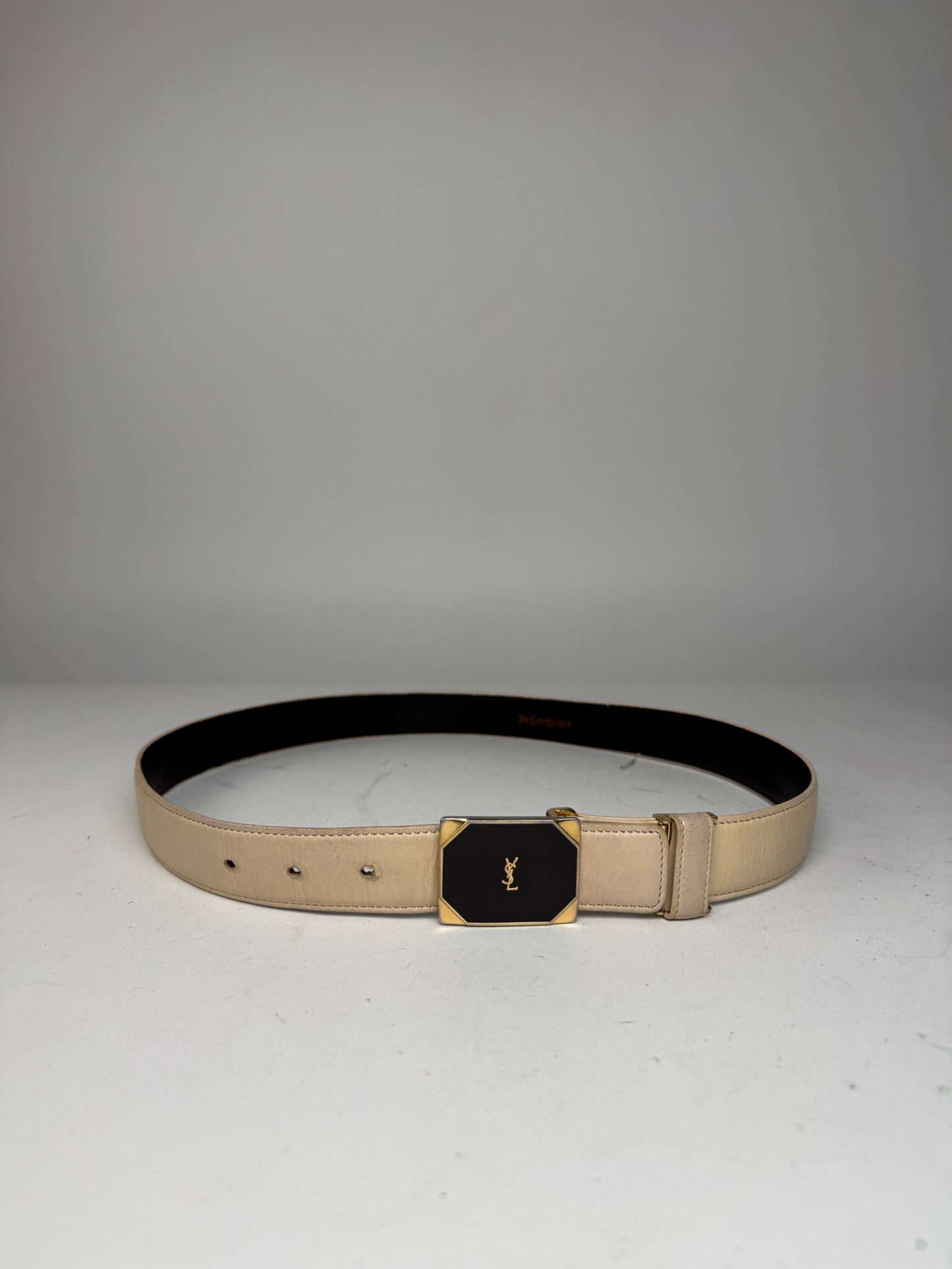 Vintage Yves Saint Laurent Leather Belt beige