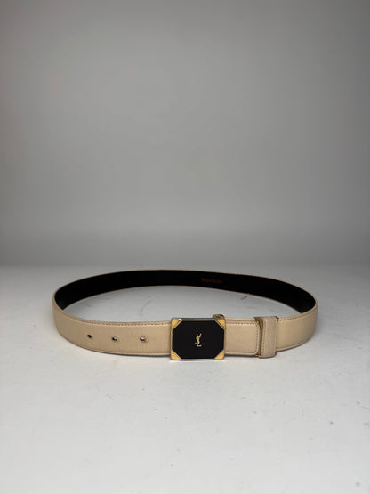 Vintage Yves Saint Laurent Leather Belt beige
