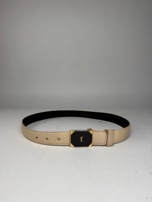 Vintage Yves Saint Laurent Leather Belt beige