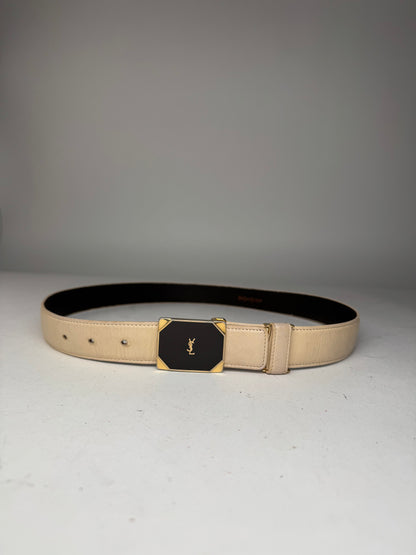 Vintage Yves Saint Laurent Leather Belt beige