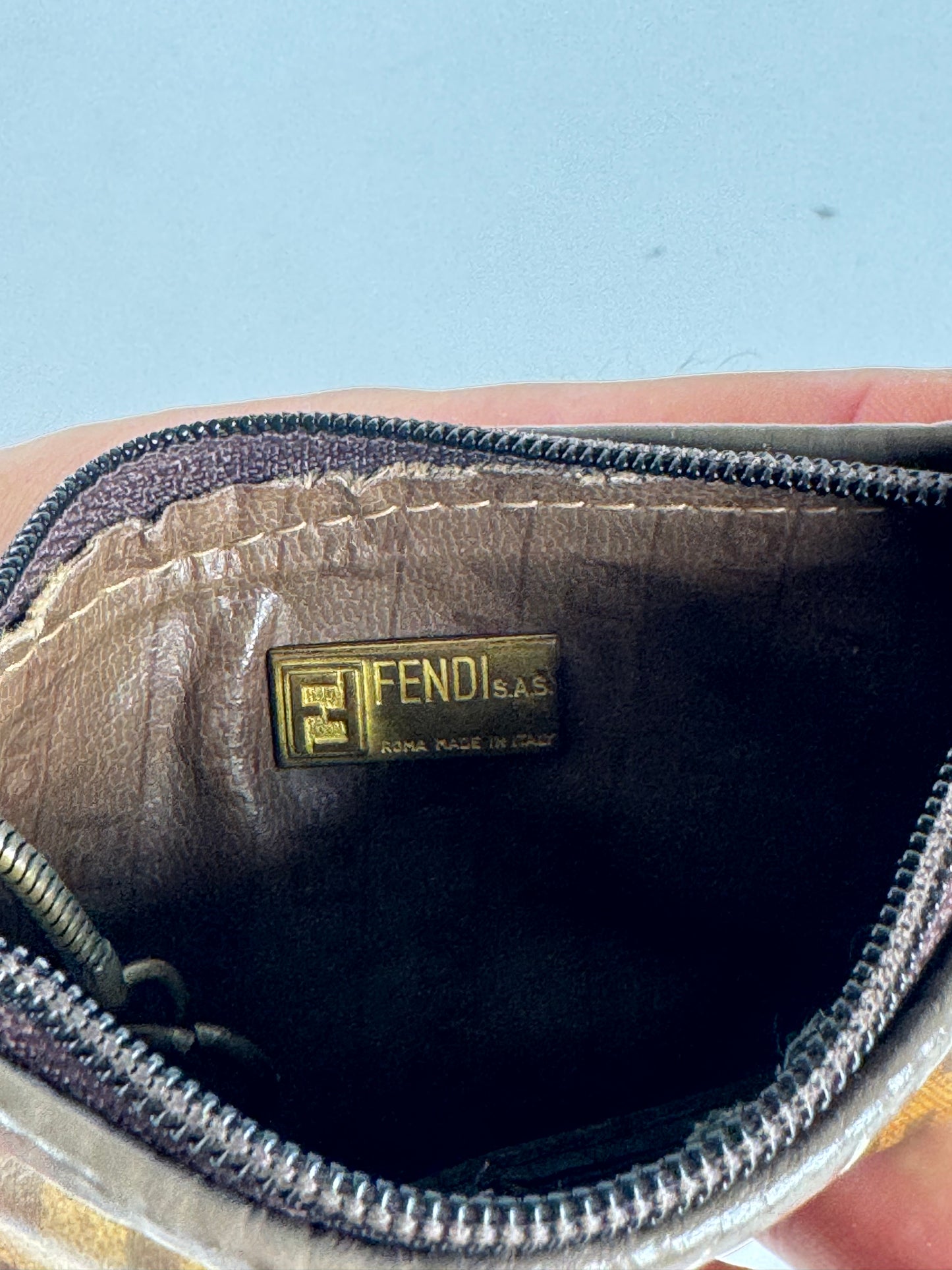 Vintage Fendi Monogram Leather card holder brown