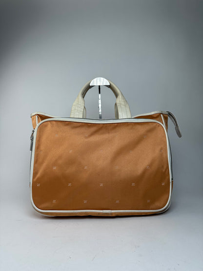 Vintage Courreges Monogram Duffel Bag Peach White