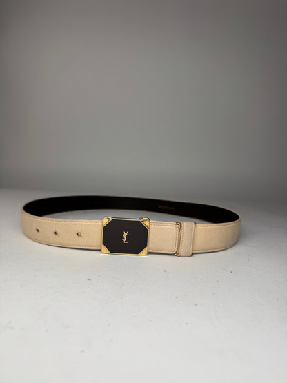 Vintage Yves Saint Laurent Leather Belt beige