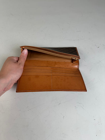 Vintage Celine Monogram Canvas Wallet Brown Gold
