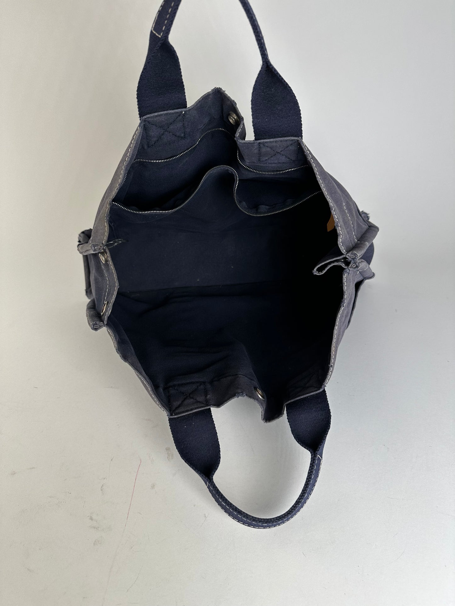 Vintage Hermès Fourre Tout MM Canvas Tote Bag Navy