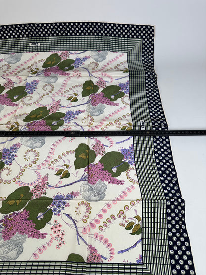 Vintage Chloe Floral Silk Scarf White Green Purple Navy