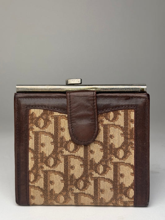 Vintage Dior Oblique Monogram Leather Wallet Brown