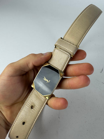 Vintage Yves Saint Laurent Leather Belt beige