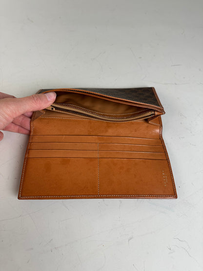 Vintage Celine Monogram Canvas Wallet Brown Gold
