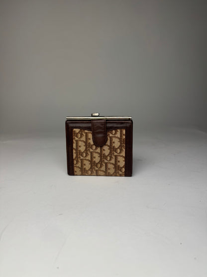 Vintage Dior Oblique Monogram Leather Wallet Brown